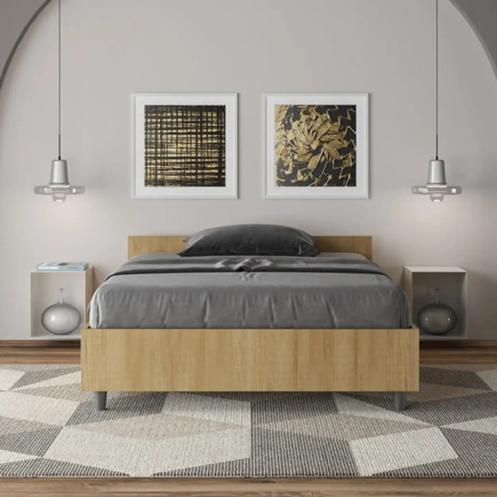 Letto una piazza e mezza con rete 120x190 quercia Nuamo