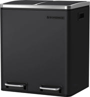 Pulitore di pavimento a due vasche 2x15L - Separatore rifiuti - Acciaio inox - Separazione a due vasche - Nero - 41 x 47 x 36 cm