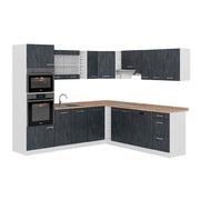 Vicco Cucina angolare completa Nero cemento/bianco 237 x 247 cm PT Rovere