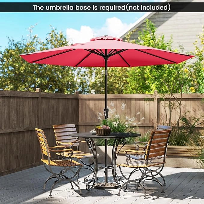 Ombrellone da Giardino 270 cm, Ombrellone da Esterno con Inclinazione Regolabile, Manovella, 8 Stecche, Tettuccio Ventilato, Ombrellone Parasole per Spiaggia, Bordo Piscina