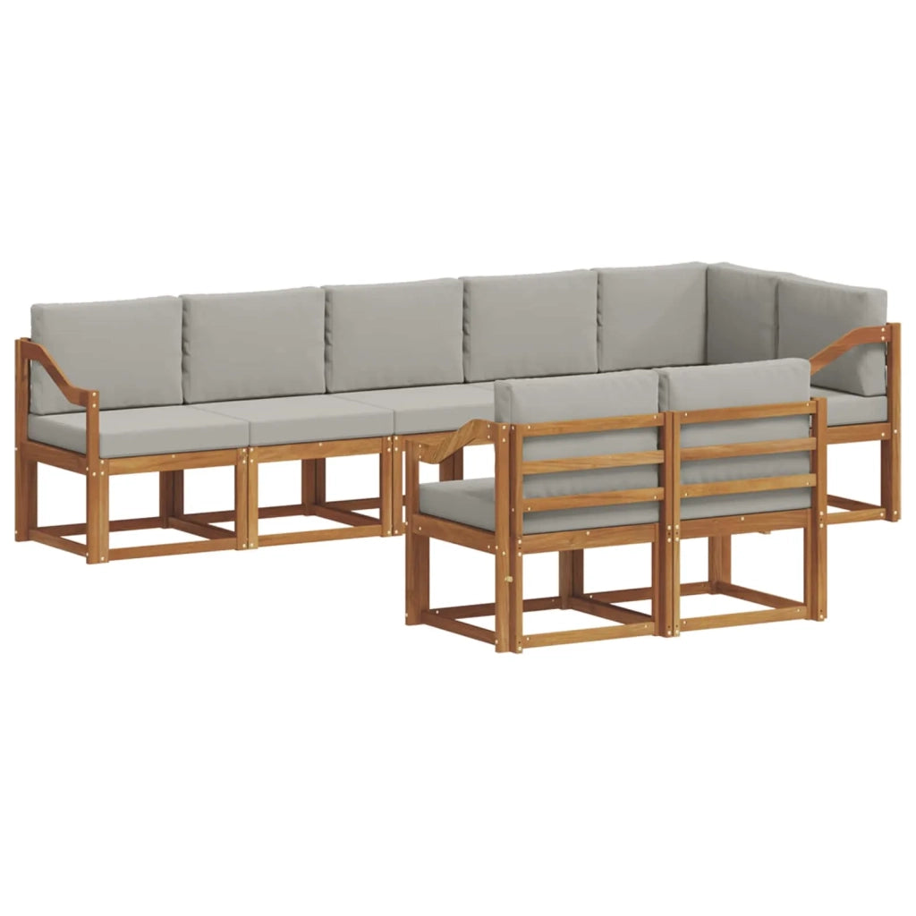 Set di divani da esterno 8 pcs Grigio Naturale e Chiaro