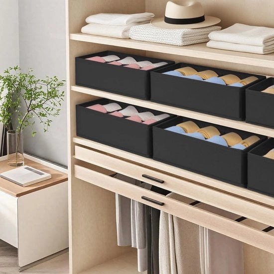 Organizzatore per Abiti - 8 Pezzi - Pieghevole - Ideale per Intimo e Calze - 30 x 15 x 9 cm - Nero