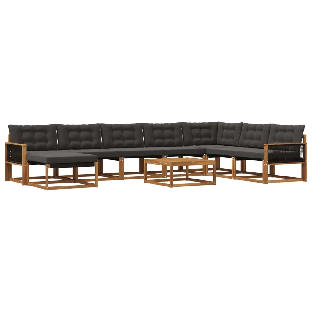 Set di divani da esterno con cuscino 9 pcs Naturale e Nero 3381632
