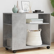 Tavolino con Ruote-Tavolino da soggiorno-Tavolo Grigio Cemento 70x35x60 cm in Truciolato