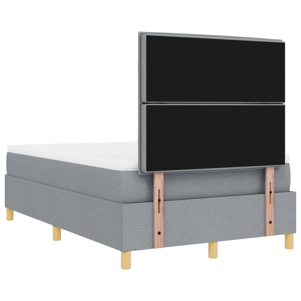 Letto Box Spring con Materasso e Tessuto Grigio Chiaro 120x200 cm