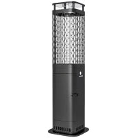 Stufa a Pellet da Esterno Potenza 6.86Kw con Base Antiscivolo, Tubo in Vetro e Rete in Metallo, Nero
