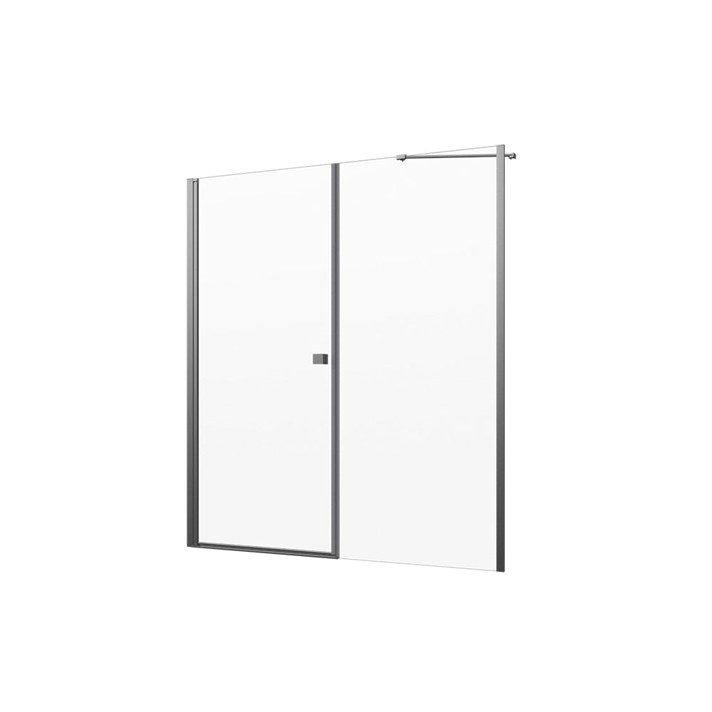 Porta doccia 171-175cm profili cromati apertura a battente e parete fissa vetro 8mm trasparente h195 | Fiji