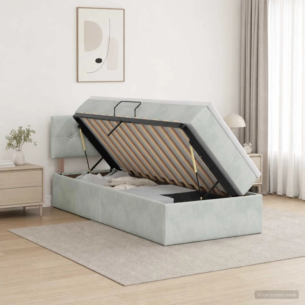 Letto con contenitore LED e materasso Grigio Chiaro 90 x 200 cm 3459222