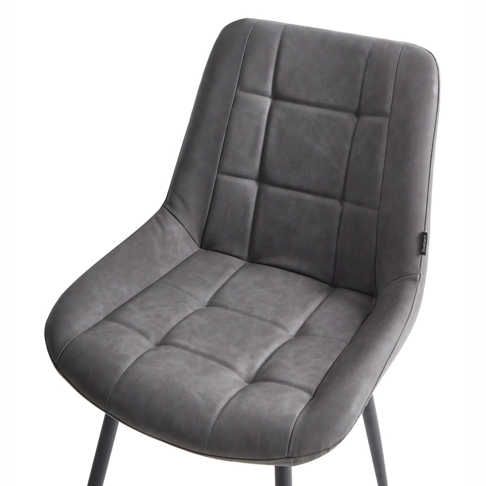 Set di 2 sedie da pranzo in ecopelle grigia gambe in metallo Nero sedie moderne imbottite