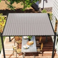 Set di 12 Pannelli 129L x 45l cm in Acciaio Zincato Resistente alle Intemperie, Grigio Chiaro