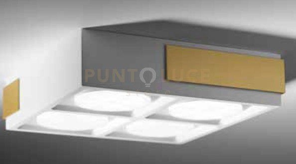 VELIA lampada a soffitto 4 luci attacco GX53 ottone 21,8cm h.5,5cm in gesso e alluminio