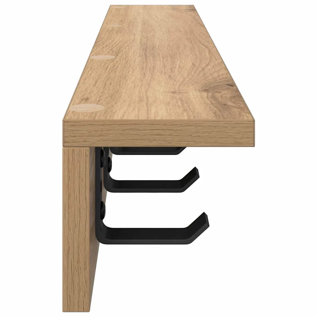 vidaXL Appendiabiti a muro rovere artigianale 60 x 10.5 x 10.5 cm