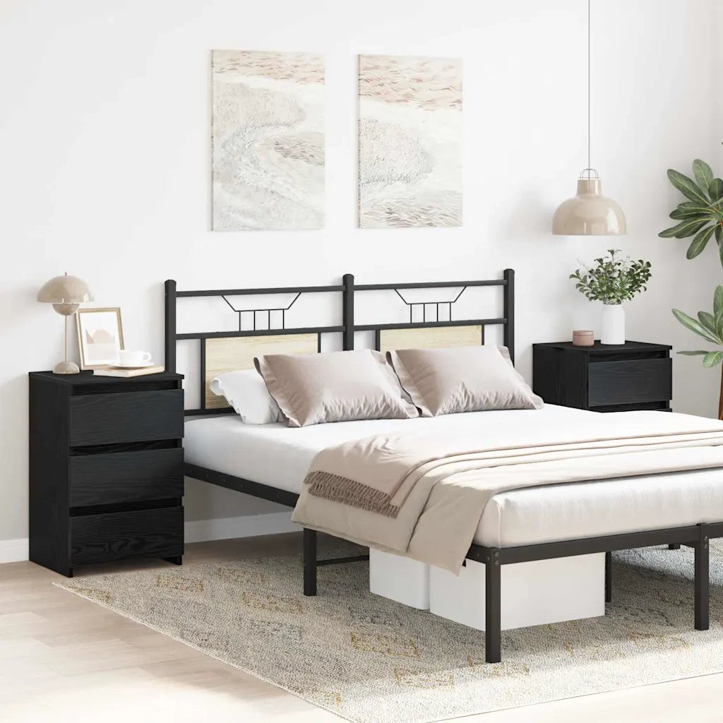 Set di 2 Comodini | Armadio da Notte | Mobiletto da notte Rovere Nero 40 x 35 x 62,5 cm