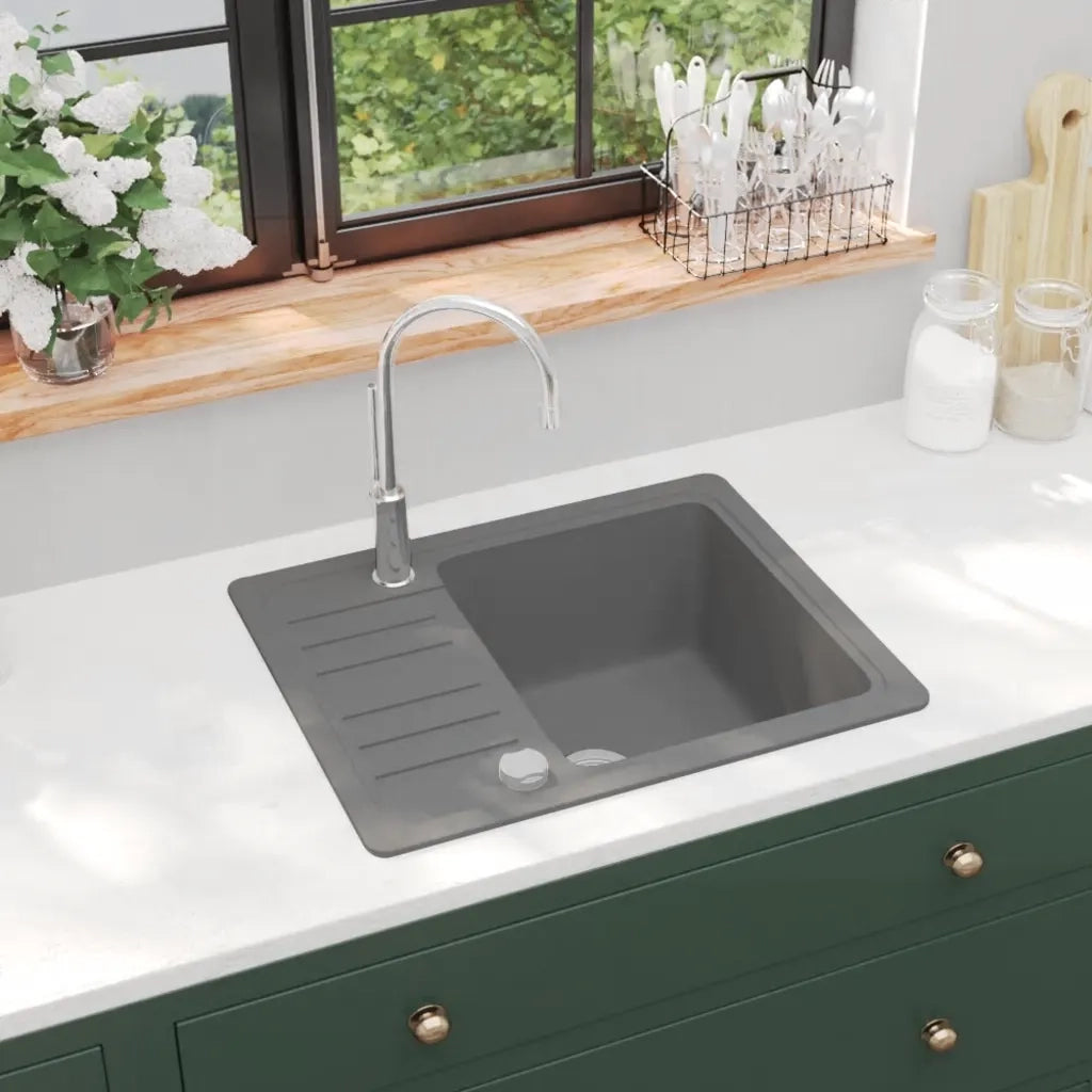 Lavello da Cucina in Granito Vasca Singola Grigio  cod mxl 46075