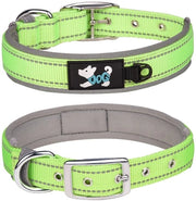 Cinturino per cani confortevole - Neoprene imbottito - Riflettente - Verde - 1 - Adattabile - Idoneo per cani grandi