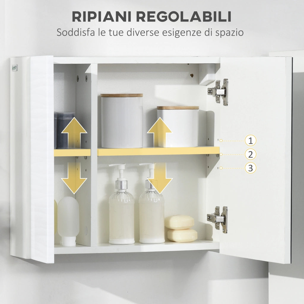 Armadietto Bagno con Specchio ¨C zephmum ¨C 48x15x45 cm, Bianco
