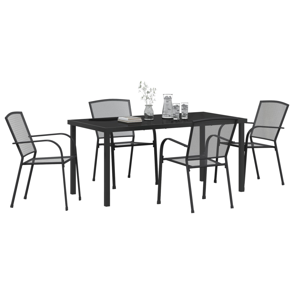 Set da Pranzo da Giardino 5 Pezzi in Acciaio Antracite