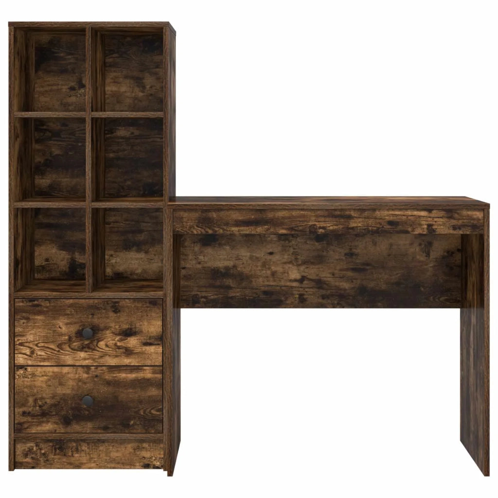 Scrivania con cassetto con lo scaffale 2 pcs Rovere fumé 3337325
