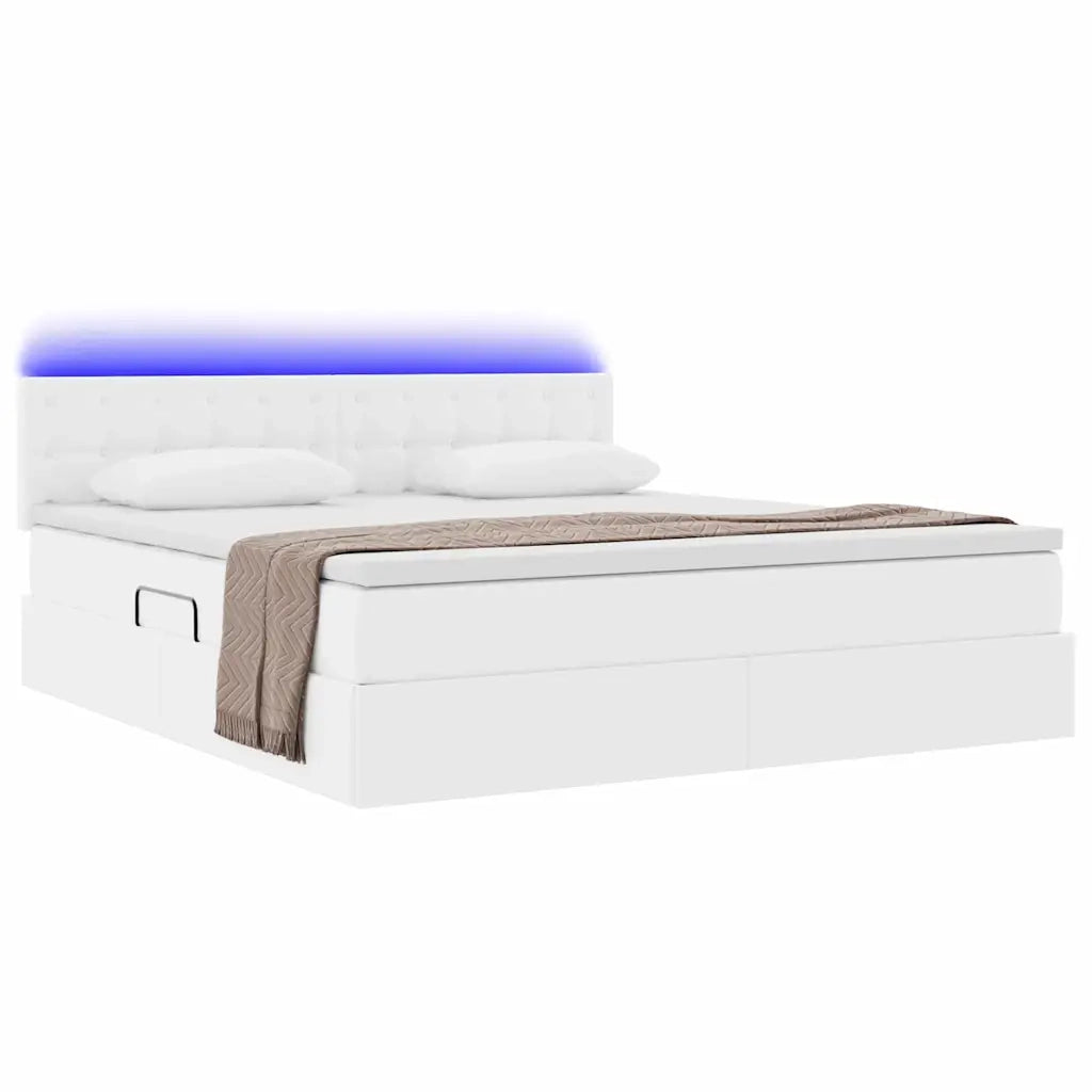 Letto con contenitore e LED con led Bianco Puro 160 x 200 cm