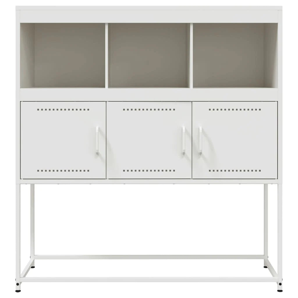 Buffet credenza cassettiera armadio mobile contenitore organizer per cucina soggiorno salotto 100,5 x 39 x 107 cm acciaio bianco 02_0030144