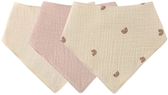 Bibs per Bambino Assorbenti Triangolari, 3-Pack Sciarpe di Muslino Soffici e Assorbenti con 2 Bottone a Regolazione per Triangolari per Bambini Regalo per Ragazzi Ragazze