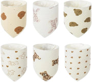 Set di 6 Muslin Baby Bandana a forma di triangolo, superassorbenti, realizzati in cotone biologico, adattabili per bambini di entrambi i sessi