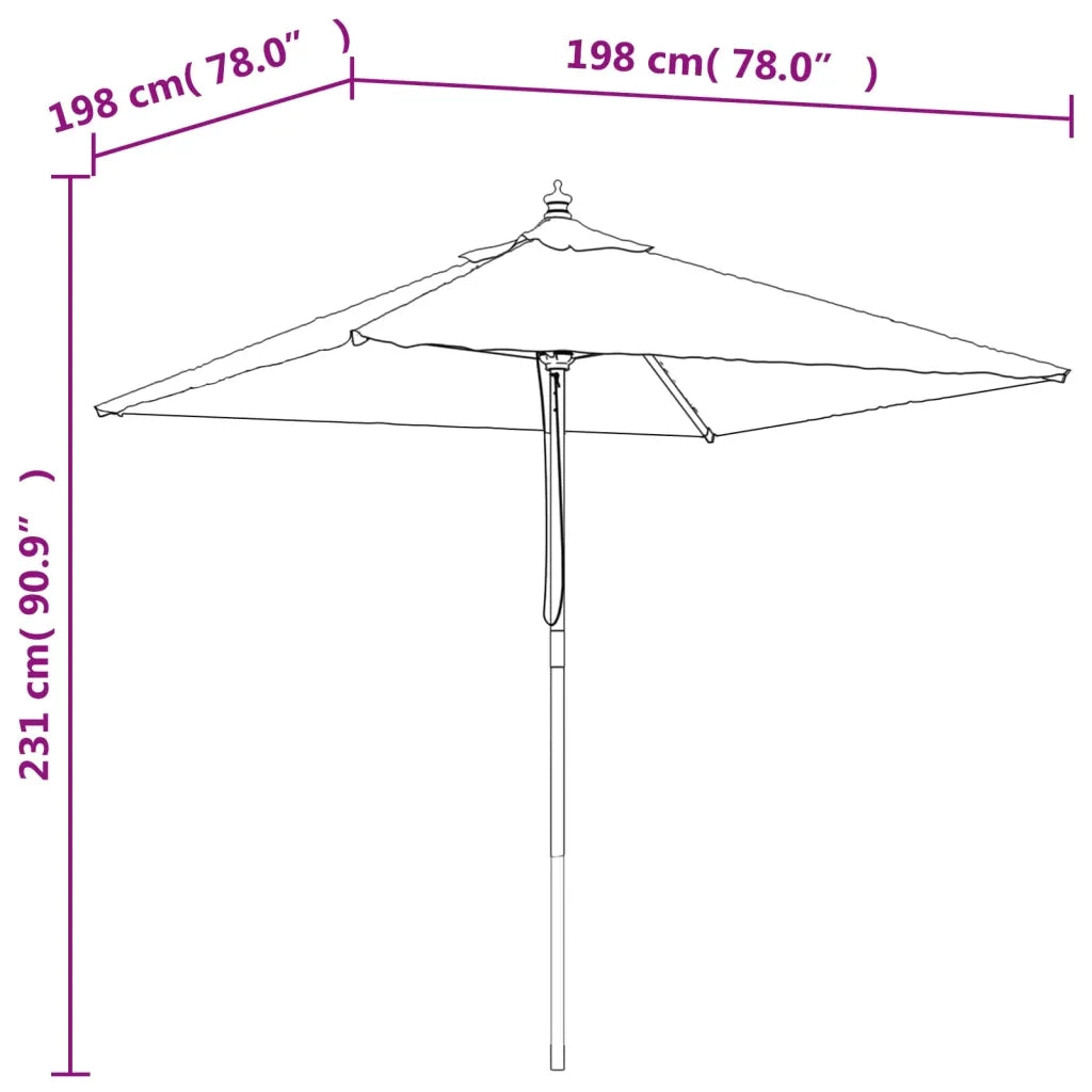 Ombrellone da Giardino con Palo in Legno Nero 198x198x231 cm 363189