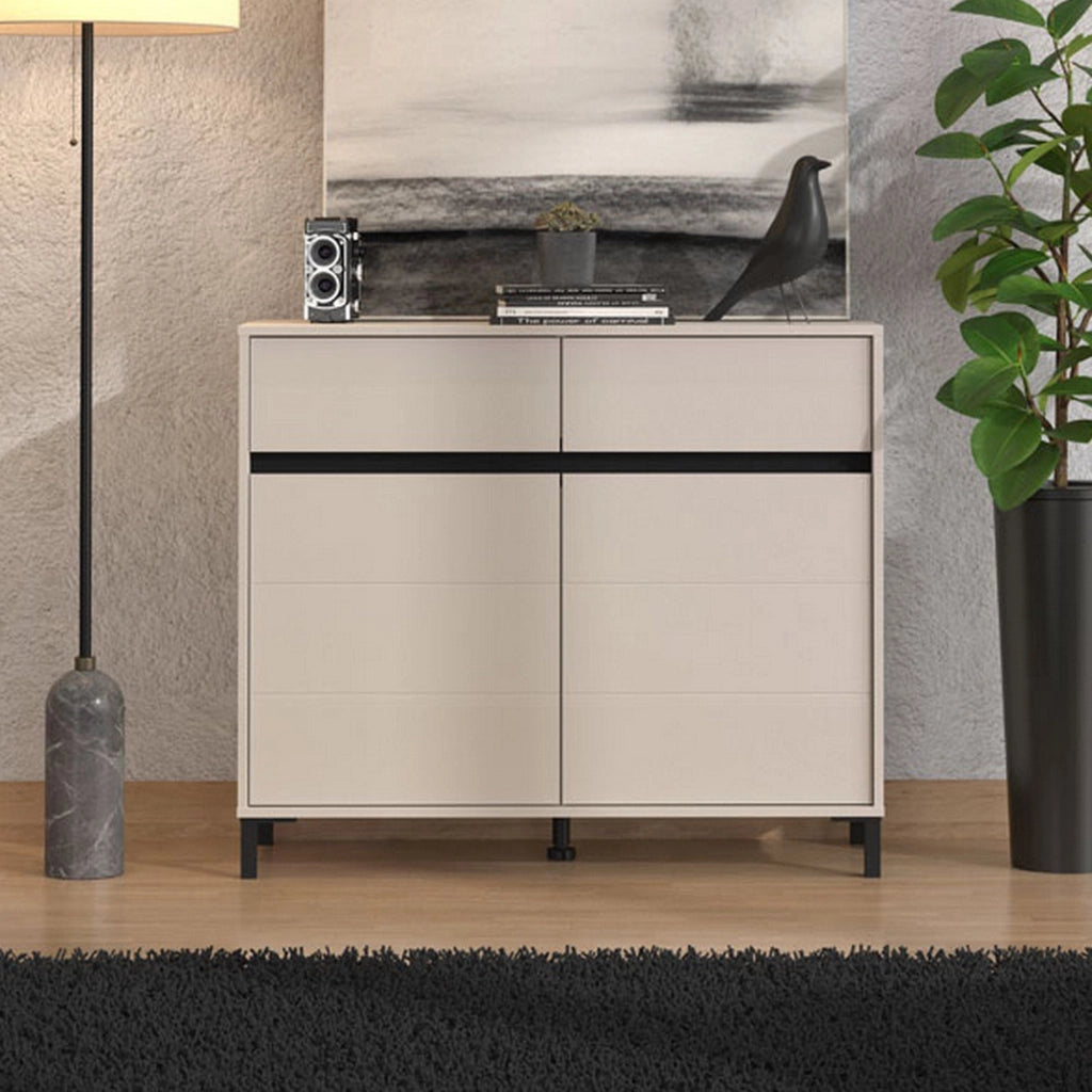 Madia Giarree, Credenza 2 Cassetti, 106x40x90h cm Bianco Crema