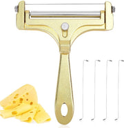 Snidere per formaggi con lama in acciaio inossidabile - Trimmer manuale per formaggi adattabile - 4 fili aggiuntivi - Raspatore per formaggi per Cheddar/Gruyère/Mozzarella - 14,5x12cm - Filo di ricambio sufficiente