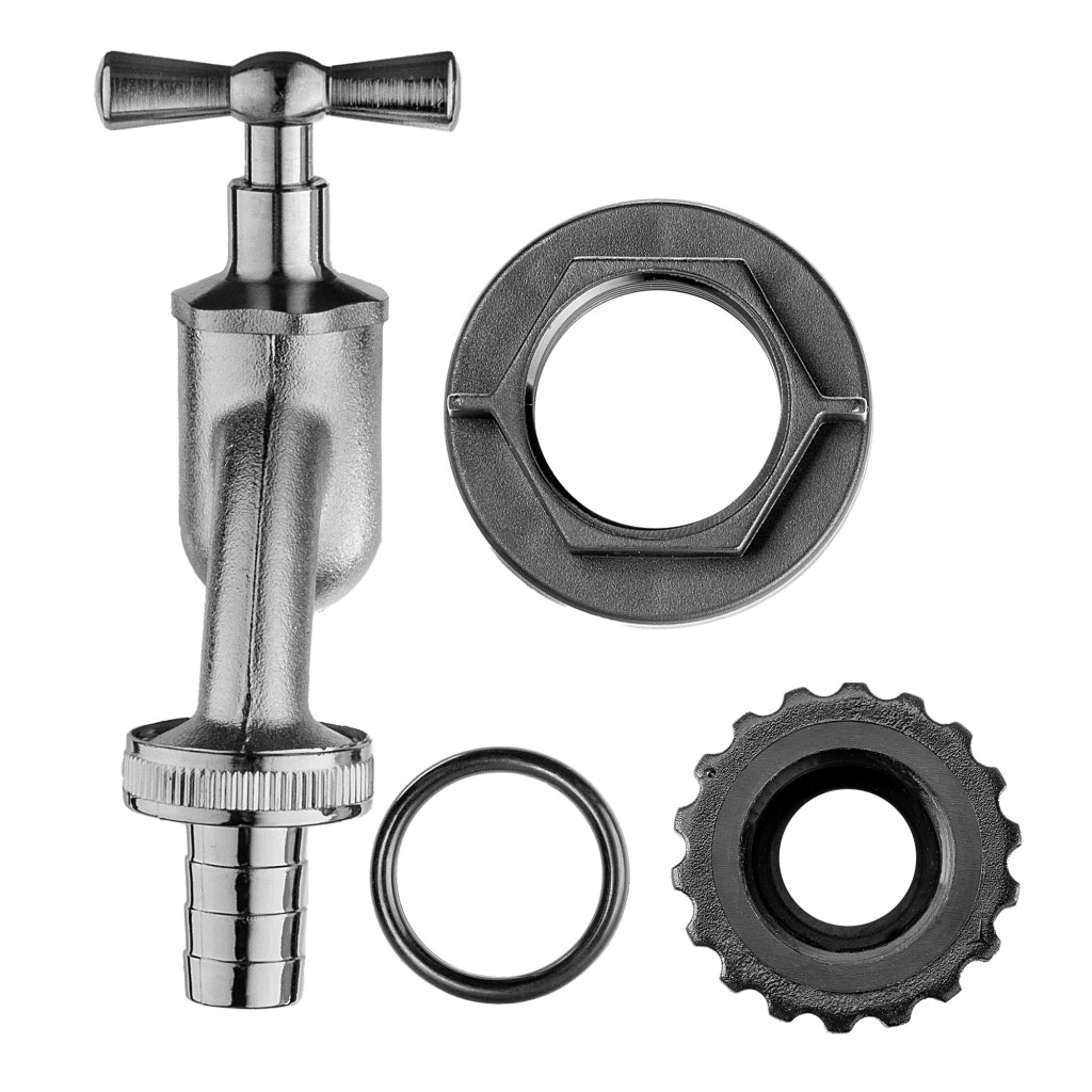 Rubinetto da giardino KADAX 3/4 per serbatoio di acqua piovana con valvola a barilotto.