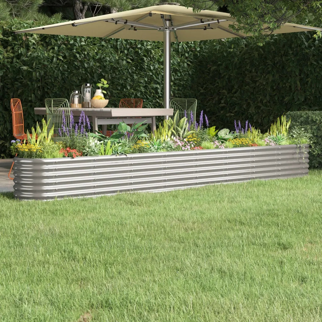 Fioriere | Cassetta per fiori | Letto Giardino Acciaio Zincato 332x40x36cm Argento