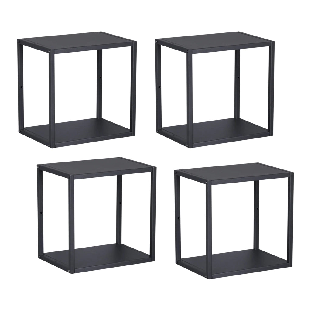 Set di 4 mensole da parete in acciaio nero 28 x 28 x 20 cm 03_0010660