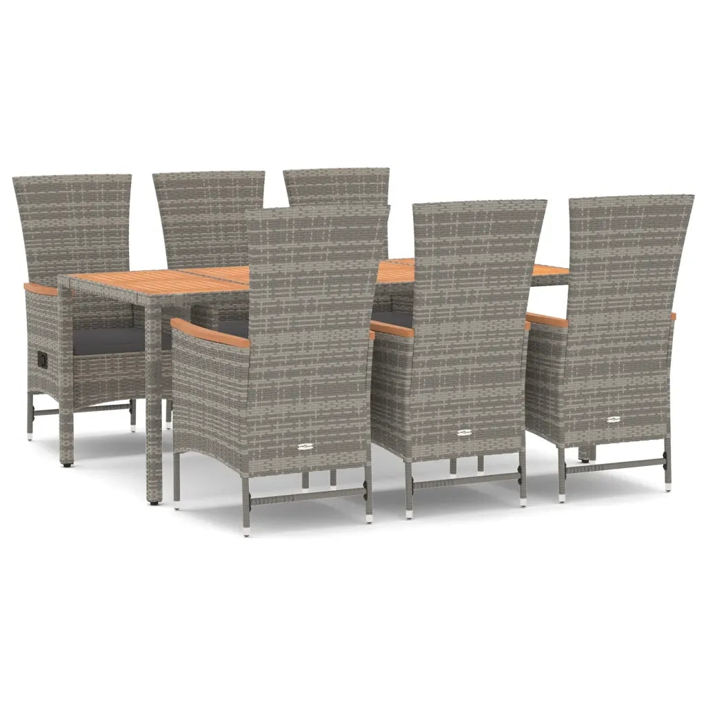 Set da Pranzo da Giardino 7 pz con Cuscini in Polyrattan Grigiocod mxl 100394