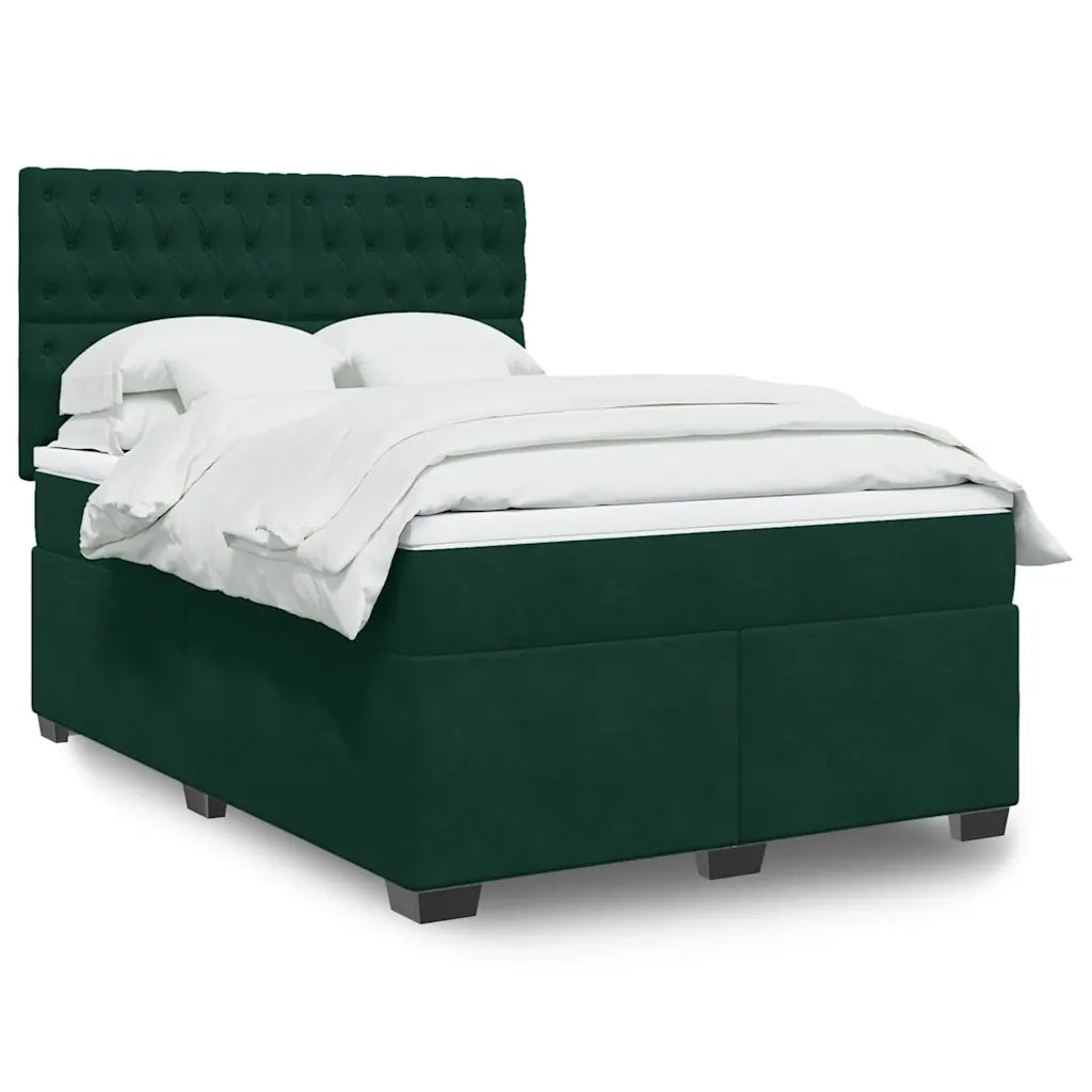 vidaXL Giroletto a Molle con Materasso Verde Scuro 140x190 cm Velluto