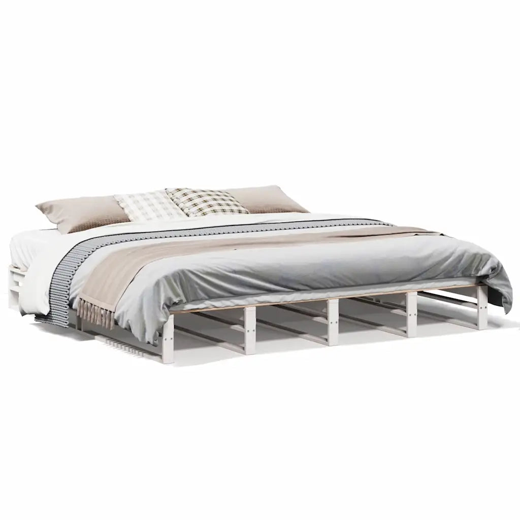 Letto senza Materasso Bianco 180x200 cm Legno Massello di Pino 3302319