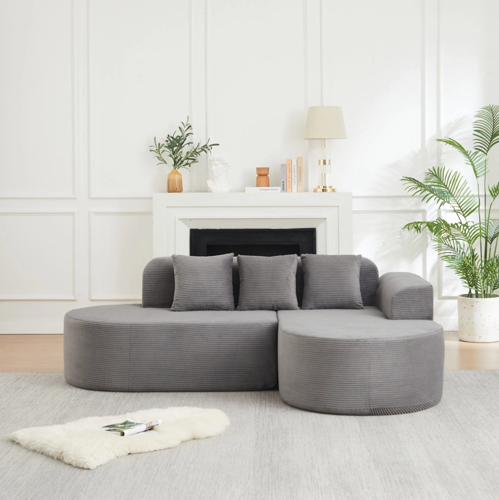 DIVANO Angolare a L 220x155 cm Velluto a coste Grigio