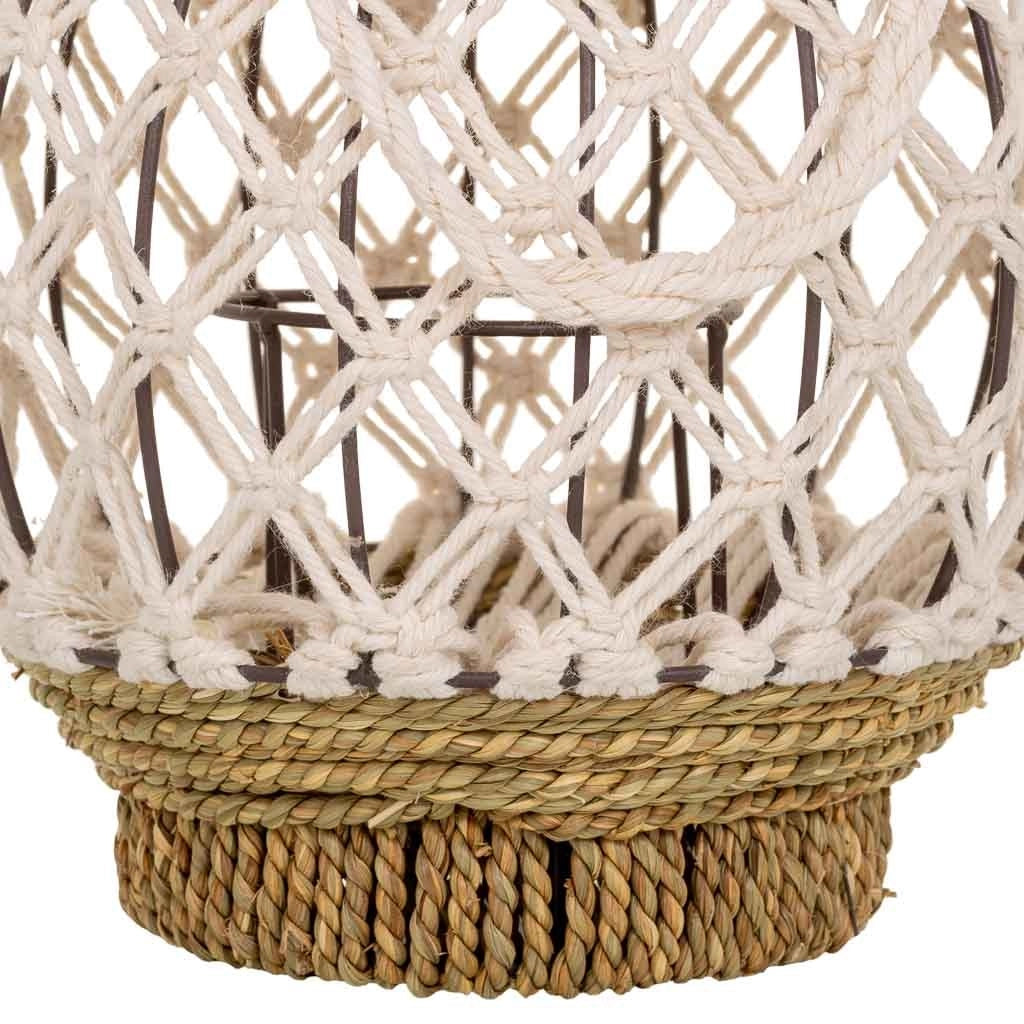 Lanterna in cotone intrecciato e fbira naturale marrone 15x24x28h