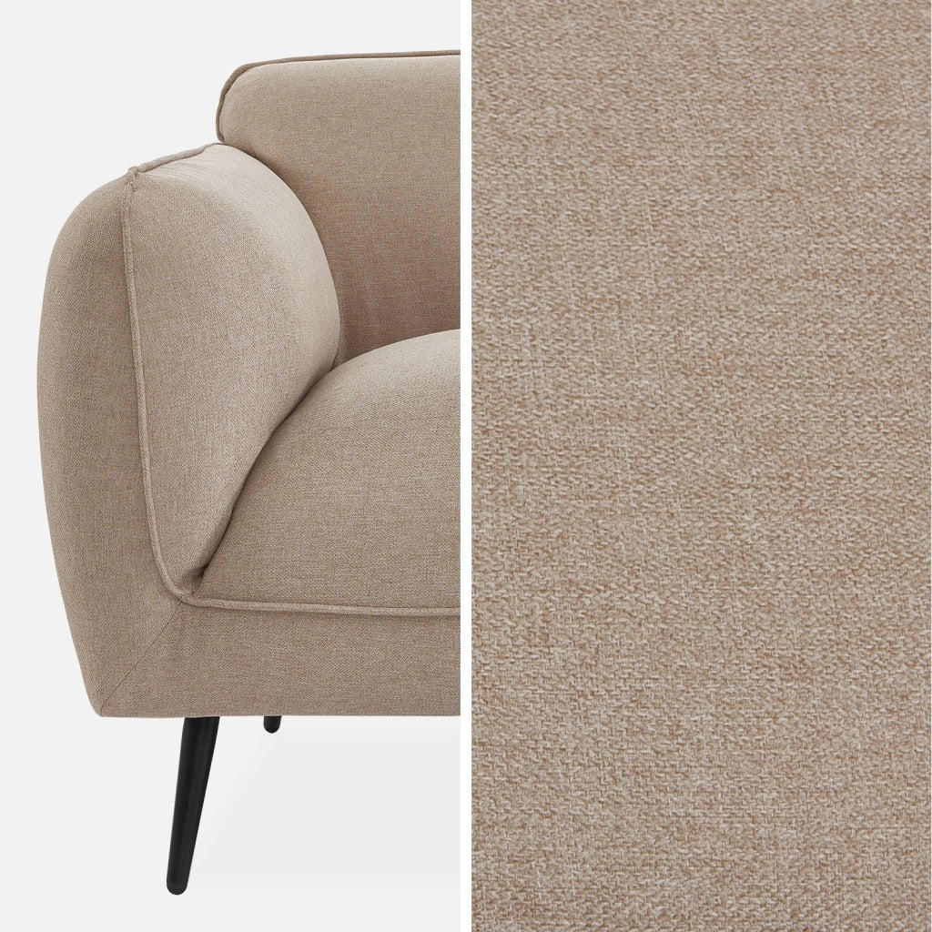 Divano in tessuto con gambe in metallo, 3 posti, beige
