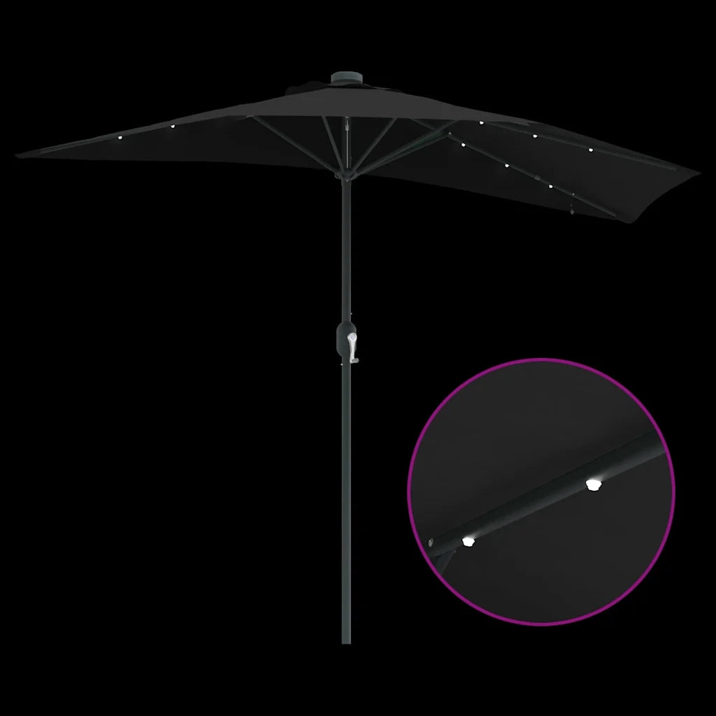 Ombrello da giardino-Ombrellone da spiaggia Nero 294 x 150 x 223 cm