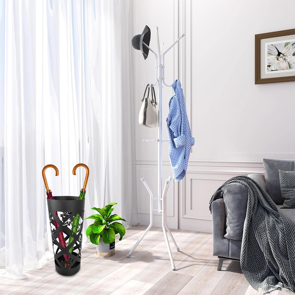 Portaombrelli da Ingresso Design Floreale 19,5x19,5x49 cm in Ferro Nero