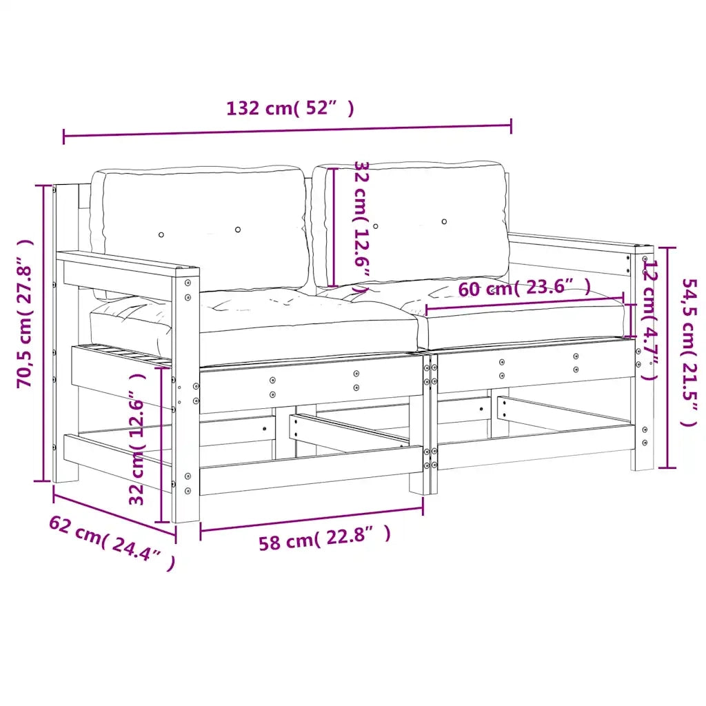 Sedie da Giardino con Cuscini 2 pz | Sedie da Esterno in Legno Impregnato di Pino