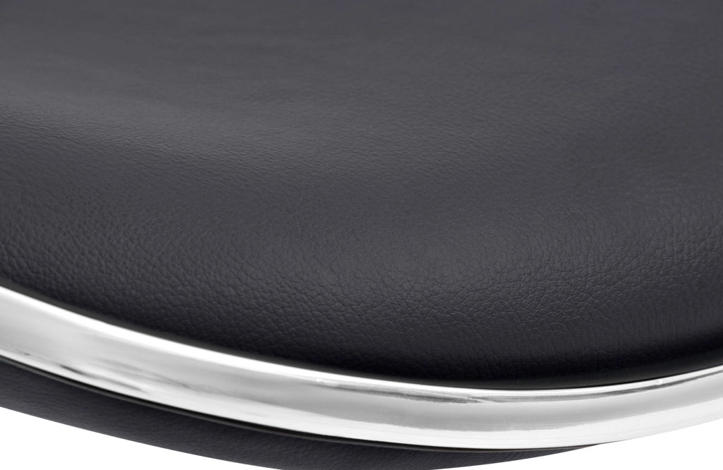 Sgabello Shanghai in similpelle nero,Metallo bianco opaco