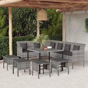 Set da Pranzo da Giardino 6 pz con Cuscini in Polyrattan Grigiocod mxl 124474