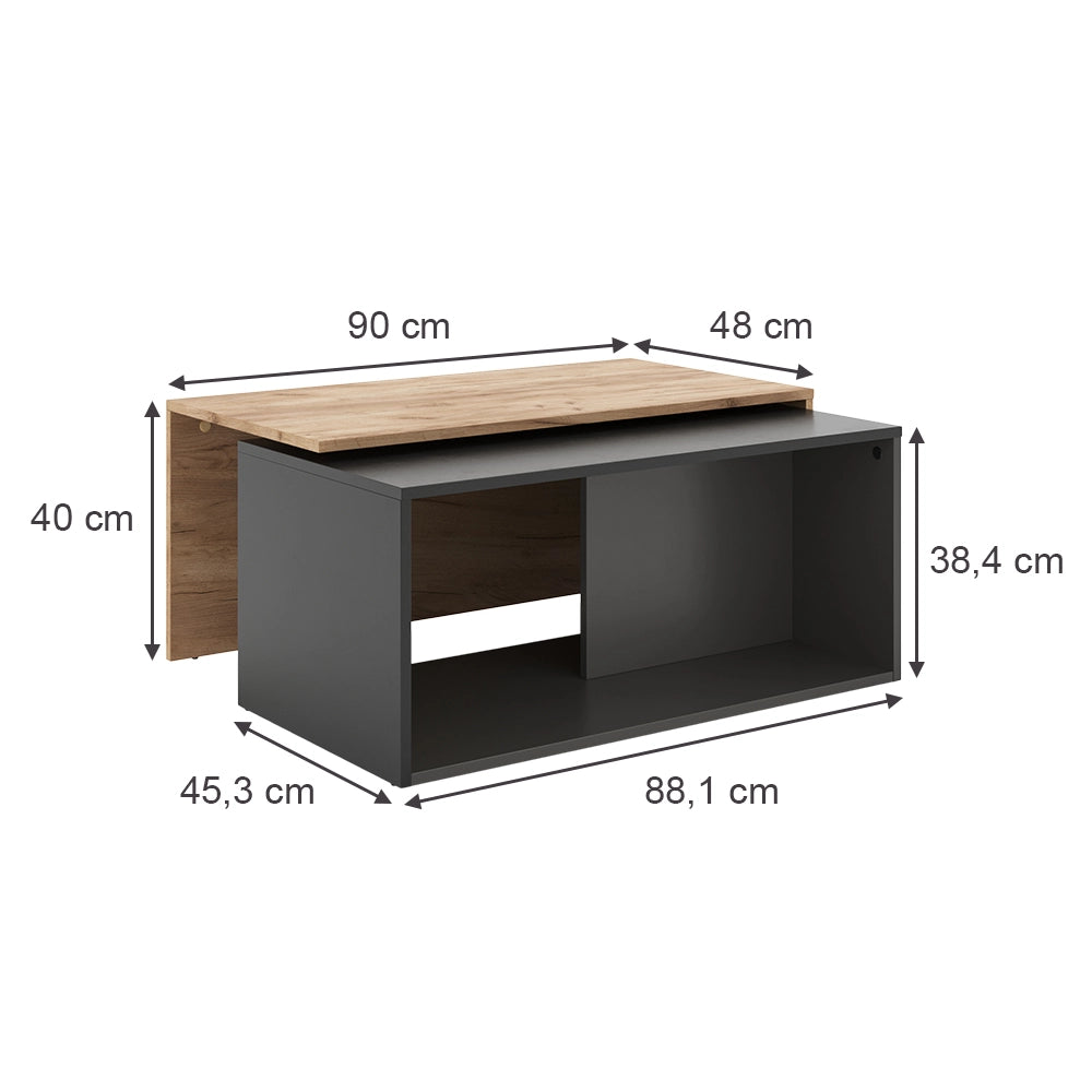 Vicco Tavolino da salotto Antracite/quercia dorata 90 x 48 cm