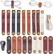 Cavi e cordoni in pelle - Cinture per cavi USB e cavi per auricolari - 20 pezzi, 2 misure, 5 colori