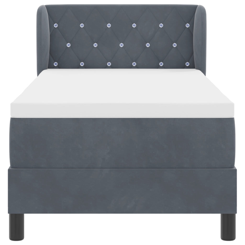 Letto a Box con Materasso Grigio Scuro 80x200 cm in Velluto
