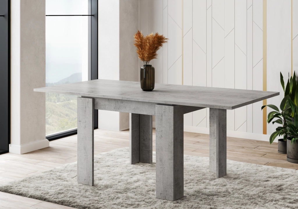Tavolo Allungabile Per Cucina E Sala Da Pranzo Con Design Moderno Gambe Spesse E Meccanismo Centrale Da 4 A 8 Persone 90 X 90 / 180 X 90 Cm Grigio Cemento
