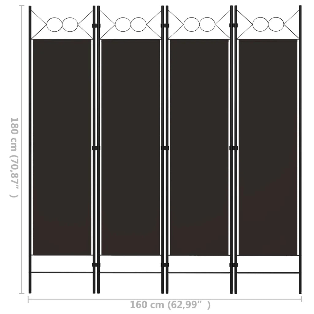 Paravento a 4 Pannelli Marrone 160x180 cm 320703