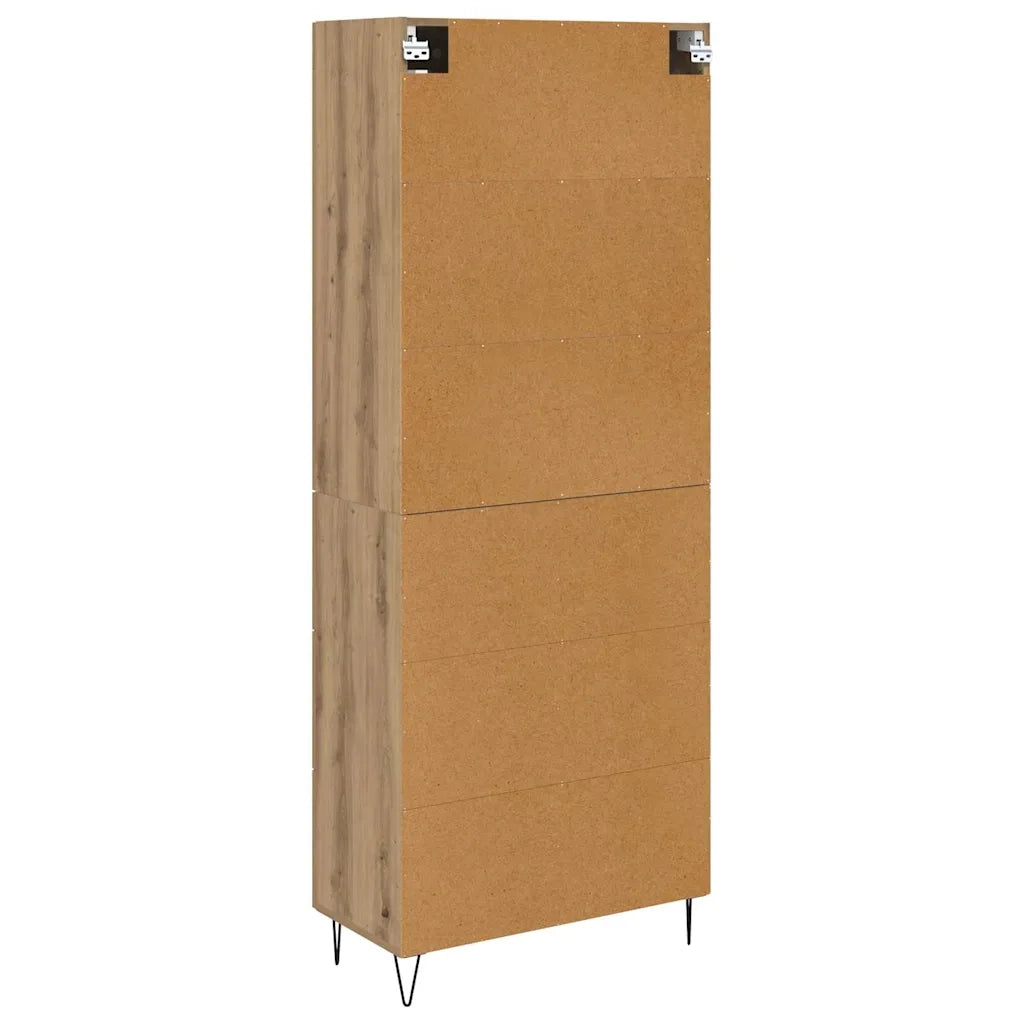 Credenza | Madia | Buffet da pranzo | Armadio da pranzo Rovere artigianale 69,5 x 34 x 90 cm Legno multistrato