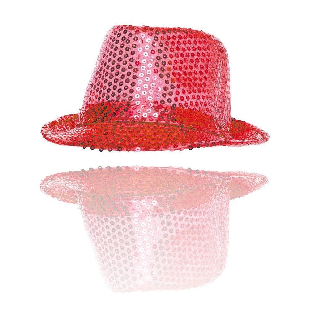 Trade Shop - Cappello Borsalino Paillettes Rosso Spettacolo Teatro Paillette Uomo Donna -